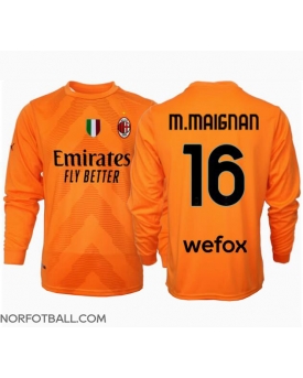 Billige Fotballdrakt AC Milan Mike Maignan #16 Keeper Replika Bortedrakt 2024-25 Langermet